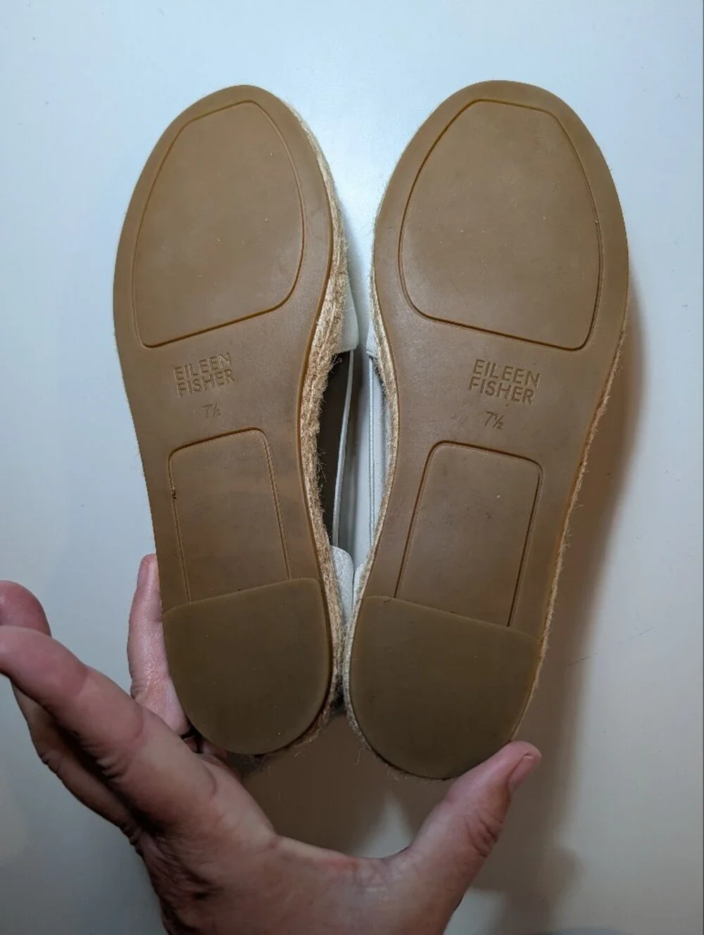 Eileen Fisher Cream Leather Espadrille Slingback Flats Size 7.5